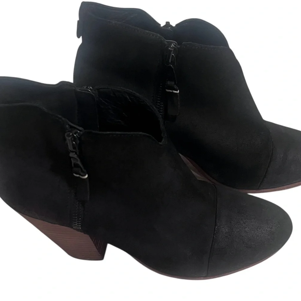 RAG & BONE Margot Waxed Suede Zip Booties – Black Ankle Boots Block Heel - Picture 2 of 11